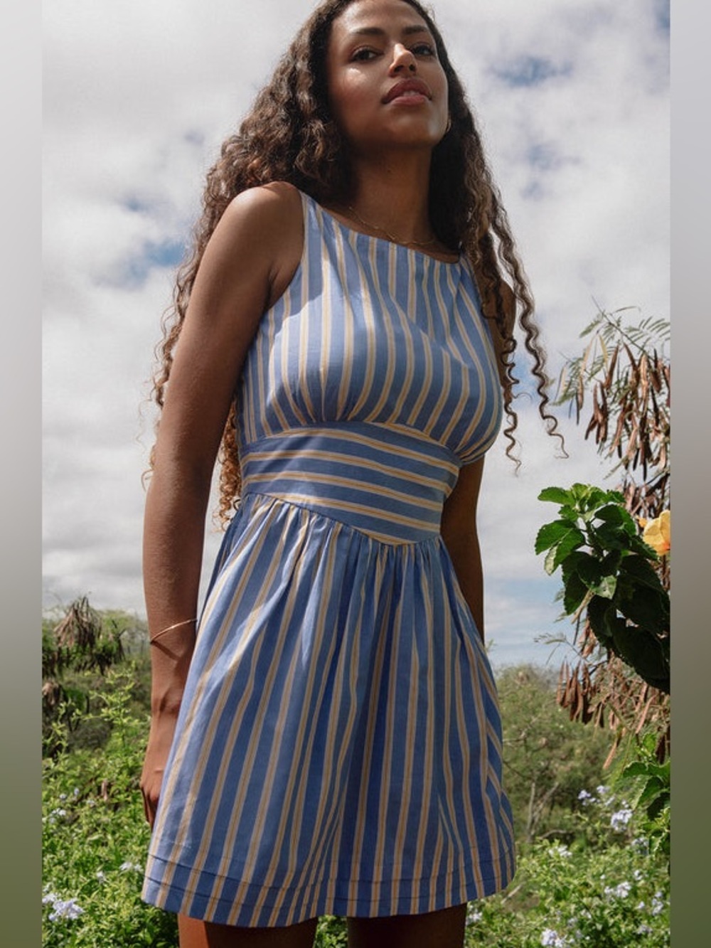 SAYLOR Blue and Cream Striped Mini Dress